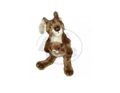 Plyšový klokan s mládětem v kapse 35cm