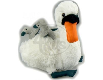 Plyšová Labuť s mláďaty 25 cm