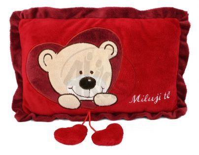 Plyšový polštář Miluji tě 40cm 2 srdíčka