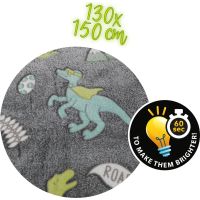 Teddies Plyšová deka svietiaca v tme Dinosaury 130 x 150 cm sivá 2