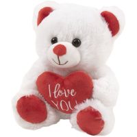 Plyšový medveď biely so srdiečkovou mašľou 60 cm