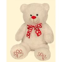 Plyšový medveď biely so srdiečkovou mašľou 60 cm