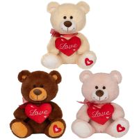 Plyšový medveď s červeným srdiečkom 30 cm