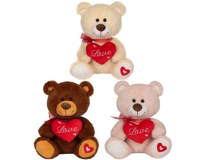 Plyšový medveď s červeným srdiečkom 30 cm