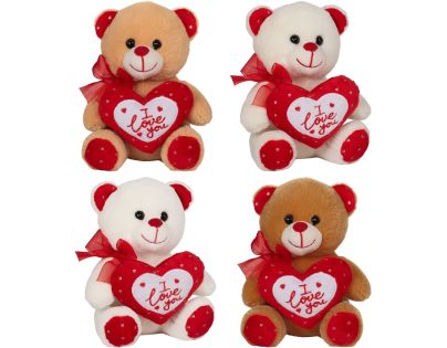 Plyšový Valentýsky medveď so srdiečkom I love you 15 cm béžový