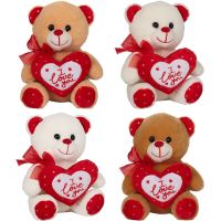 Plyšový Valentýsky medveď so srdiečkom I love you 15 cm béžový