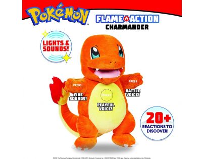 Jazwares Pokemon interaktívny Plyš Flame Action Charmander 30 cm