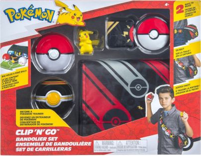 Jazwares Pokemon sada Clip 'N' Go Bandolier W2 Pokéball, Luxury Ball i Pikachu