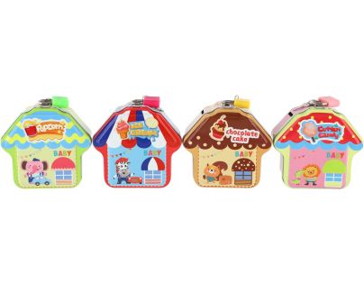 Teddies Pokladnička chaloupka plechová se zámkem 10 x 10 cm zelená