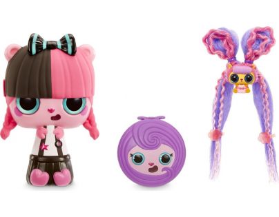 Pop Pop Hair Surprise 3-in-1 Pops 1. series černo-růžové vlasy s mašlí
