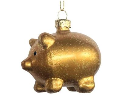 Prasiatko sklenené s glitrom 6,5 x 6 x 4,5 cm