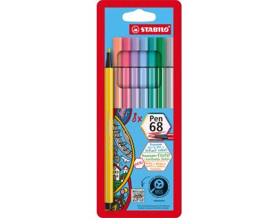 Prémiová vláknová fixka STABILO Pen 68 8 ks pastel sada
