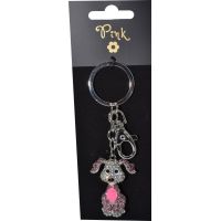 Prívesok na kľúče - Pes s ružovým kameňom 2