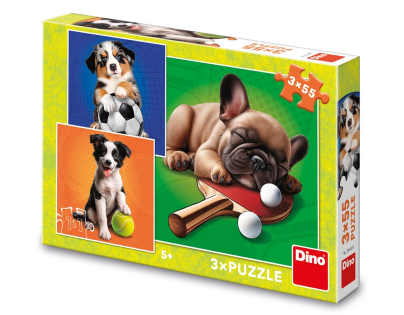 Dino Psí Športovci 3x55 Puzzle