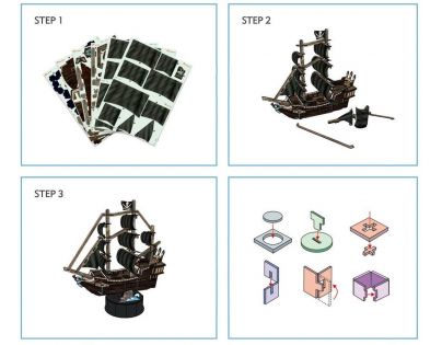 Puzzle 3D Queen Anne's Revenge 100 dielikov