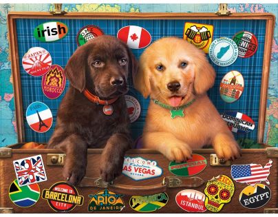 Castorland Puzzle šteňata labradora v kufri 300 dielikov
