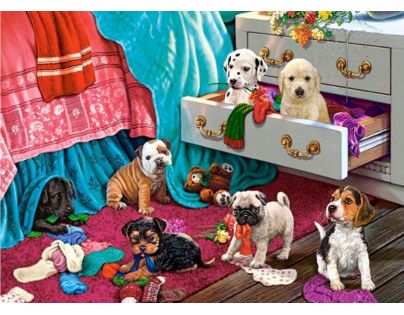 Castorland Puzzle Šteňatá v spálni 300 dielikov