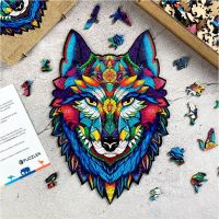 Puzzler Drevené farebné puzzle Majestátny vlk 4
