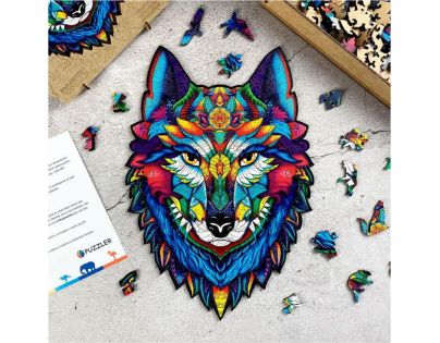 Puzzler Drevené farebné puzzle Majestátny vlk