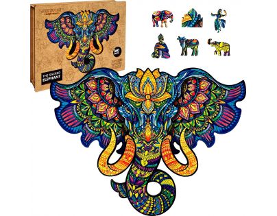 Puzzler Puzzle drevené farebné Posvätný slon 160 dielikov