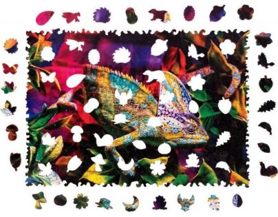 Puzzler Drevené farebné puzzle Úžasný chameleón