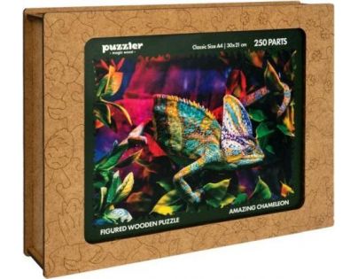 Puzzler Drevené farebné puzzle Úžasný chameleón