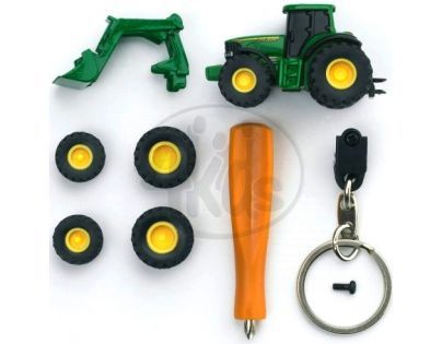BRUDER 00411 - Přívěsek John Deere + šroubovák + kola + čelní nakladač