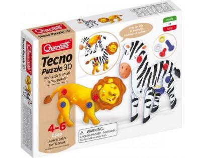 Quercetti Tecno 3D Puzzle lev a zebra