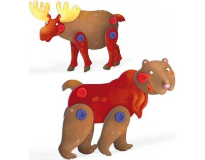 Quercetti Tecno 3D Puzzle medveď a los