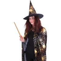 Rappa Čarodejnícky plášť s klobúkom a pavučinou pre dospievajucich Halloween 3