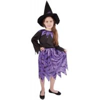Rappa Detský kostým Čarodejnica s netopiermi a klobúkom veľkosť 105 - 116 cm