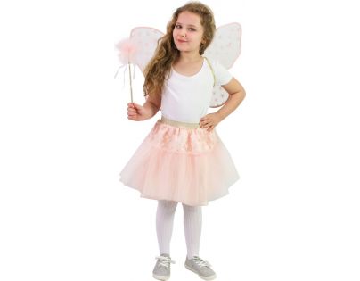 Rappa Detský kostým tutu Sukňa kvetinová víla Ruženka s paličkou a krídlami 104 - 146 cm