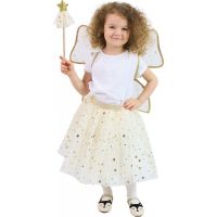 Rappa Detský kostým tutu Sukňa zlatá víla s paličkou a krídlami 104 - 146 cm 2