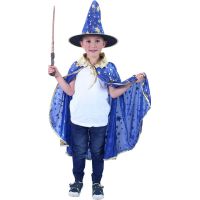 Rappa Detský modrý čarodejnícky plášť s klobúkom