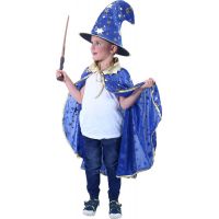 Rappa Detský modrý čarodejnícky plášť s klobúkom 2