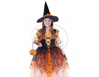 Rappa Dětský kostým Čarodějnice s oranžovým kloboukem vel. M