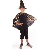 Rappa Kostým plášť kúzelnícky čierny s klobúkom 2