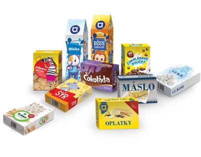 Rappa Mini obchod nákupný košík s doplnkami a učením ako nakupovať modrý