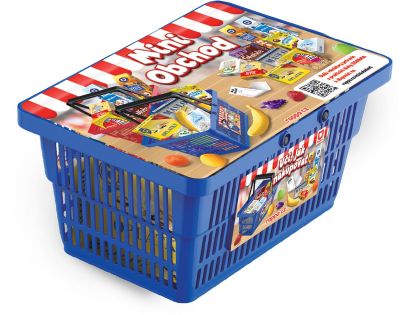 Rappa Mini obchod nákupný košík s doplnkami a učením ako nakupovať modrý