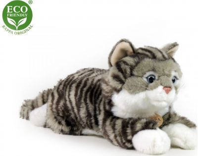 Rappa Plyšová mourovatá mačka sivá 42 cm Eco Friendly