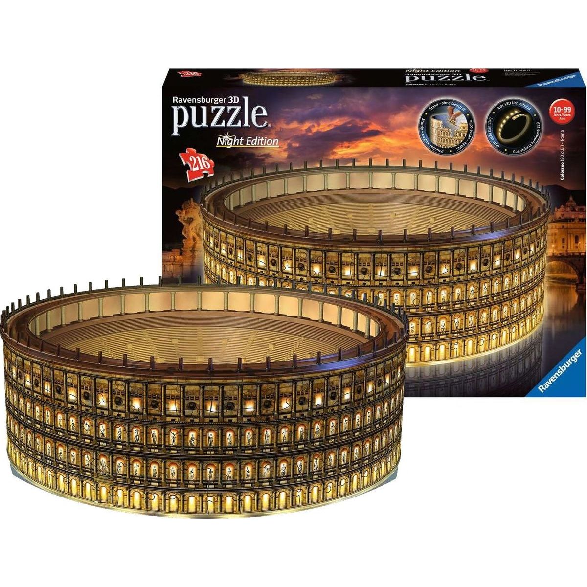 Ravensburger 3D puzzle 111480 Colosseum Nočná edícia 216 dielikov