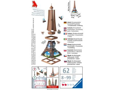 Ravensburger 3D Puzzle 125364 Mini budova Eiffelova veža položka 54 dielikov