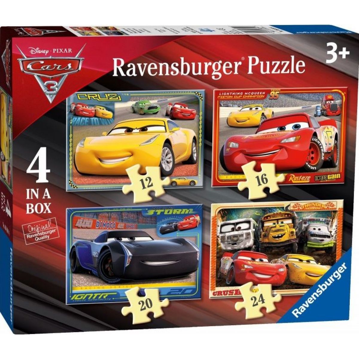 Ravensburger Disney Autá 3 puzzle - 12,16,20,24 dielikov