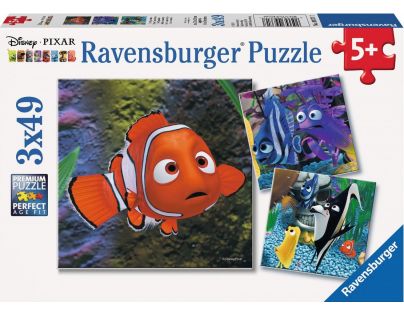 RAVENSBURGER 3x49 dílků Hledá se Nemo V akváriu