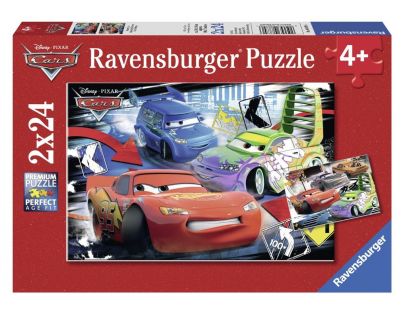 RAVENSBURGER 2x24 dílků Cars Auta : Blesk McQueen D.J. & Wingo 2v1