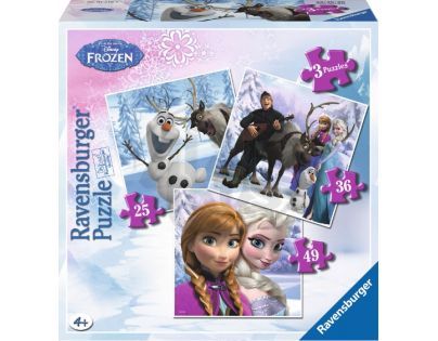 RAVENSBURGER 3v1 Ľadové kráľovstvo: Anna Elsa a priatelia 25,36,49 dielikov