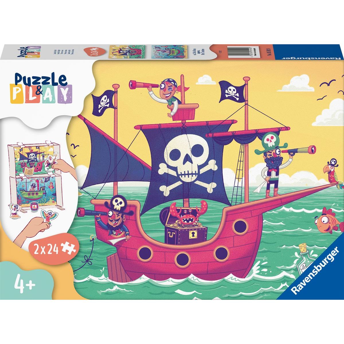 Ravensburger puzzle Puzzle & Play Piráti a krajiny na dohľad 2 x 24 dielikov