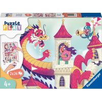 Ravensburger puzzle Puzzle & Play Drak na zámku 2 x 24 dielikov