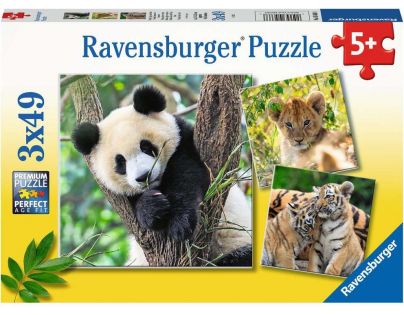 Ravensburger Puzzle Panda, tiger a lev 3 x 49 dielikov