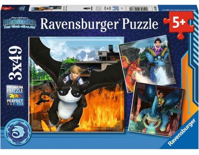 Ravensburger Puzzle Ako vycvičiť šarkana Deväť kráľovstiev 3 x 49 dielikov